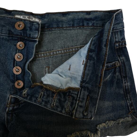 Free People Womens 26 Exposed Button Fly Cutoff Denim Jean Shorts - Picture 7 of 10